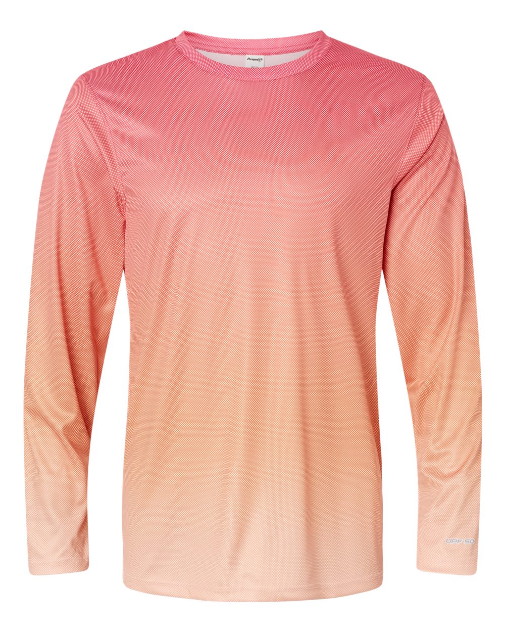 Front View of Red/ Light Orange Barbados Performance Pin Dot Long Sleeve T-Shirt - 225