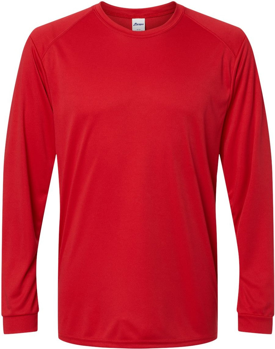 Front View of Red Long Islander Performance Long Sleeve T-Shirt - 210