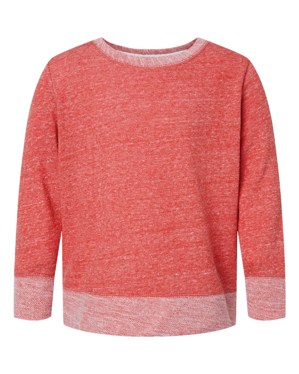 Front View of Red Melange Youth Harborside Mélange French Terry Long Sleeve with Elbow Patches - 2279