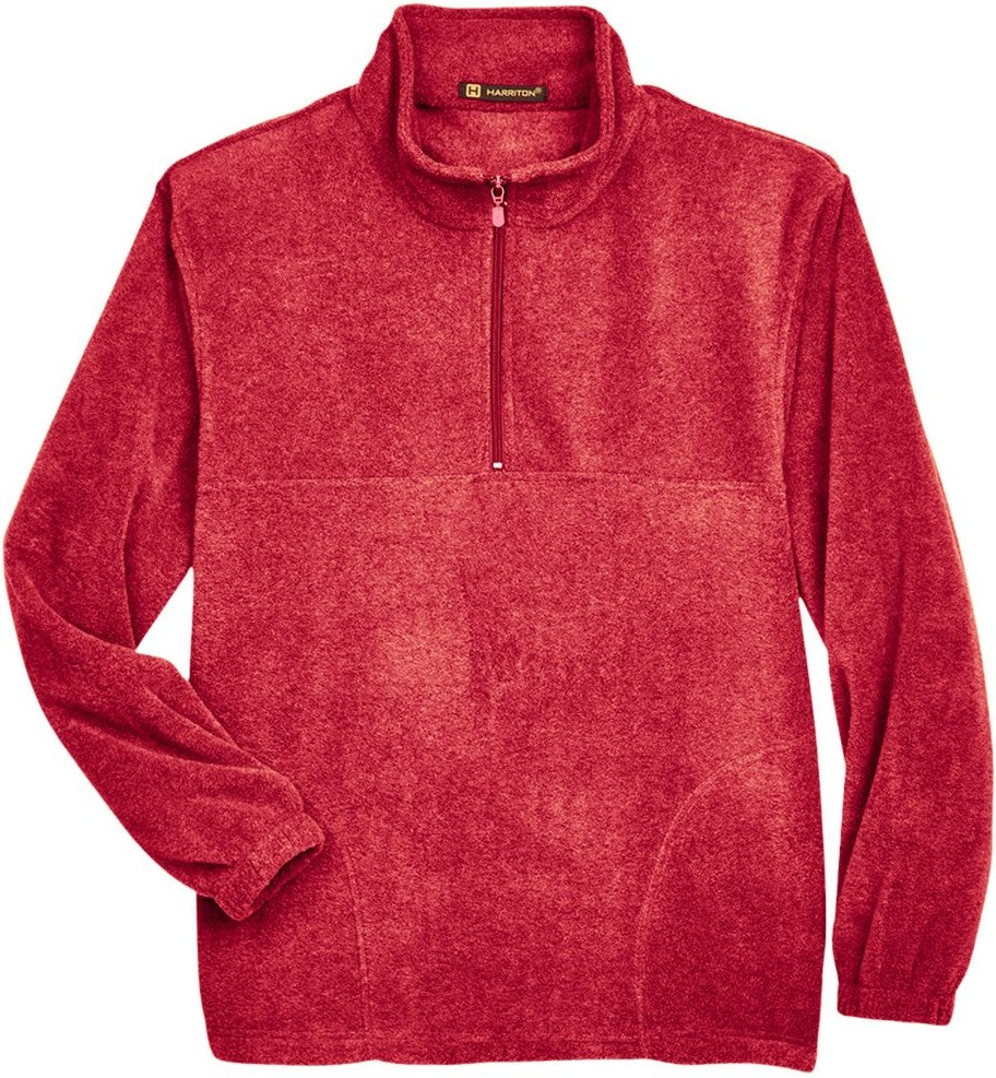 Front View of Red Men's Quarter-Zip Fleece Pullover - M980