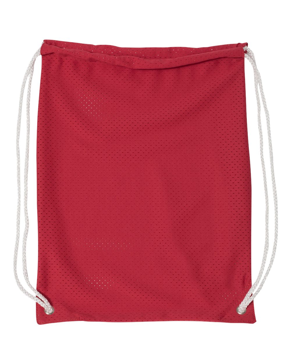 Front View of Red Mesh Drawstring Backpack - 8895