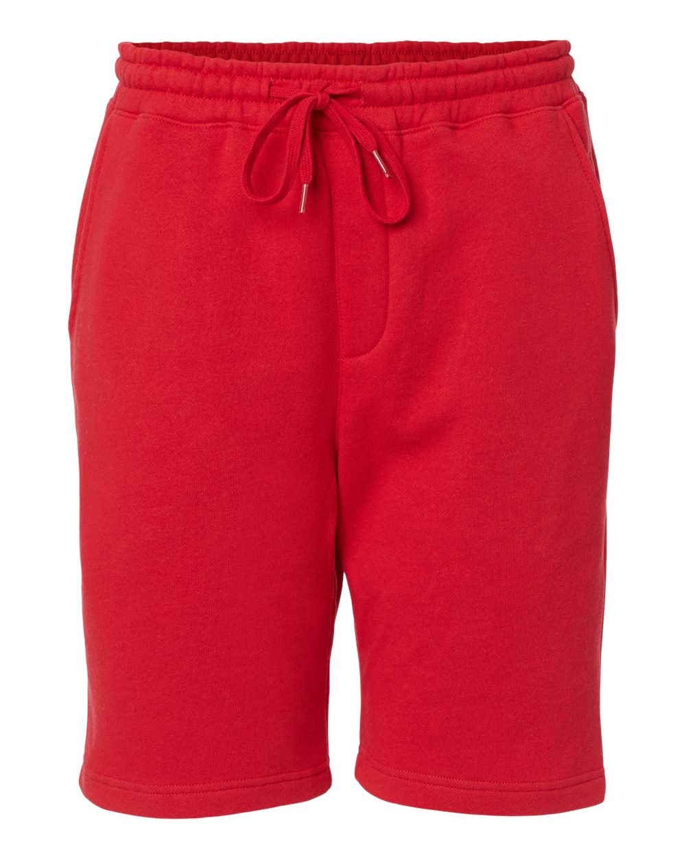 Front View of Red Midweight Fleece Shorts - IND20SRT