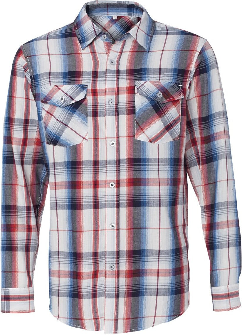 Front View of Red Plaid Shirt - 8202
