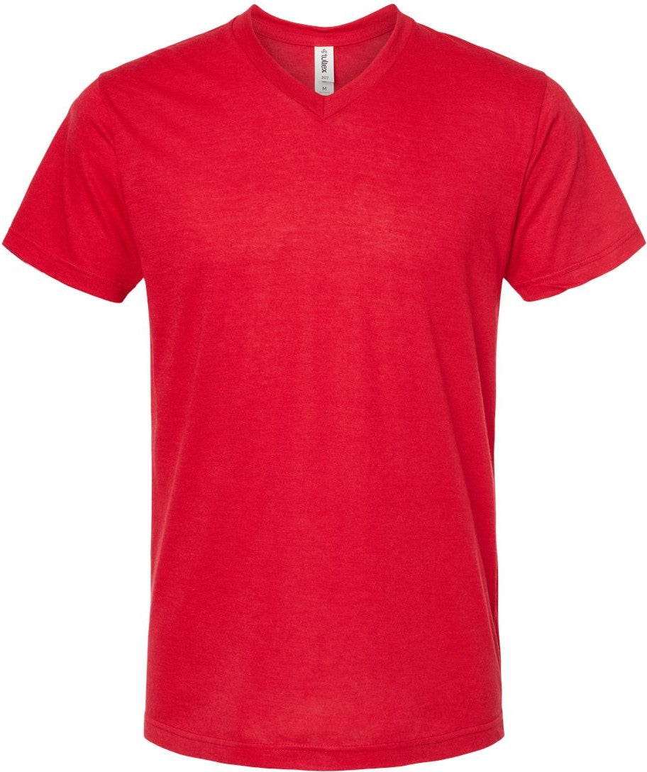 Front View of Red Poly-Rich V-Neck T-Shirt - 207