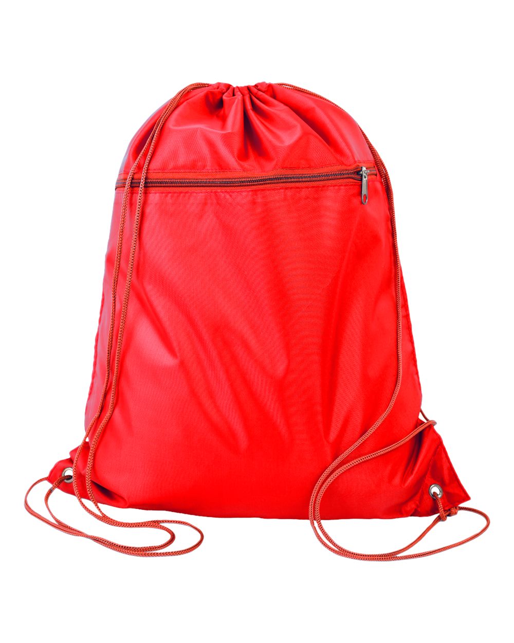 Front View of Red Polyester Cinchpack - Q135200