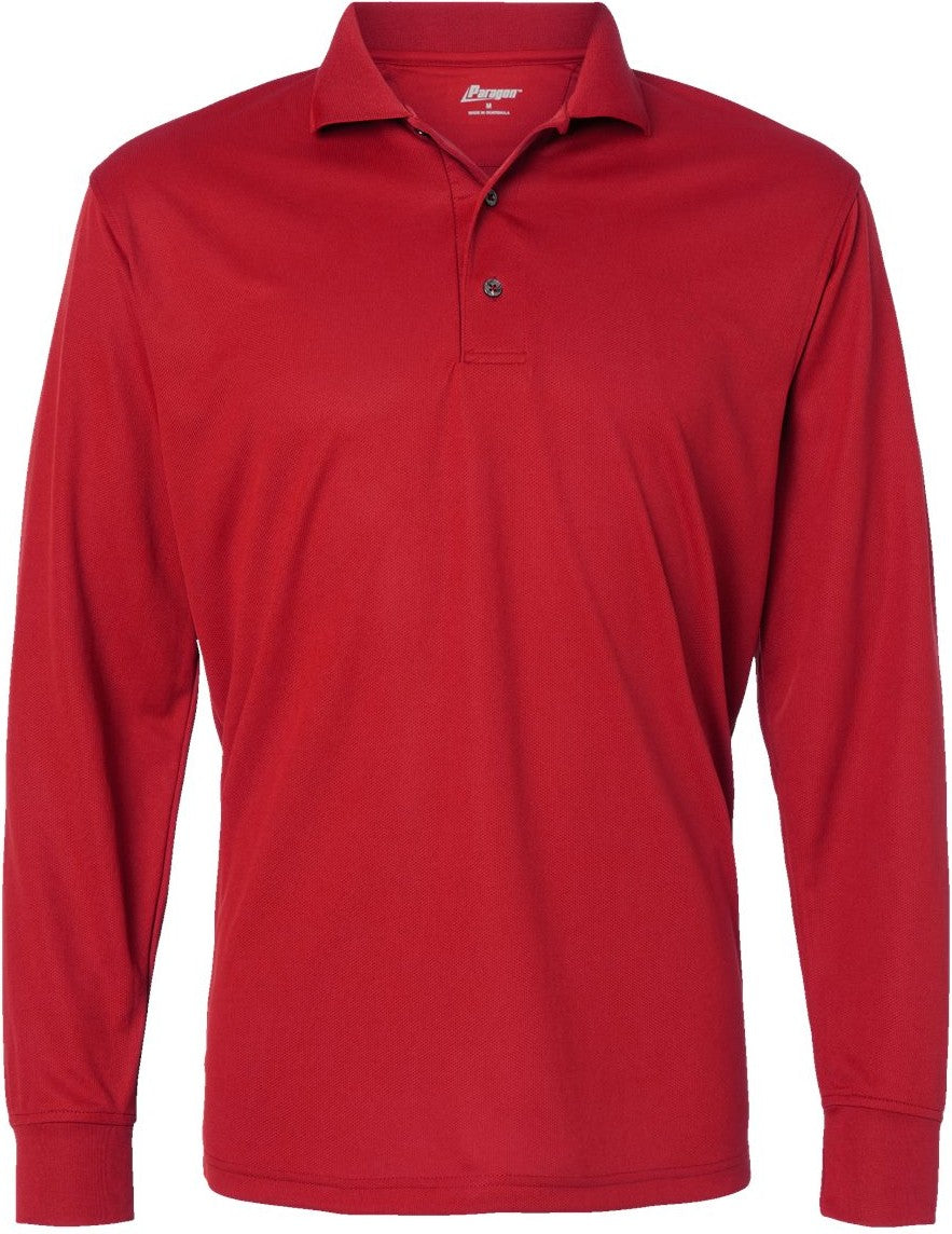 Front View of Red Prescott Long Sleeve Polo - 110