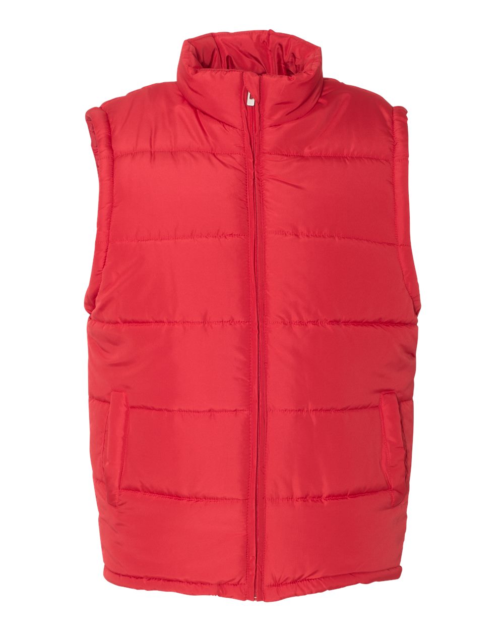 Front View of Red Puffer Vest - 8700