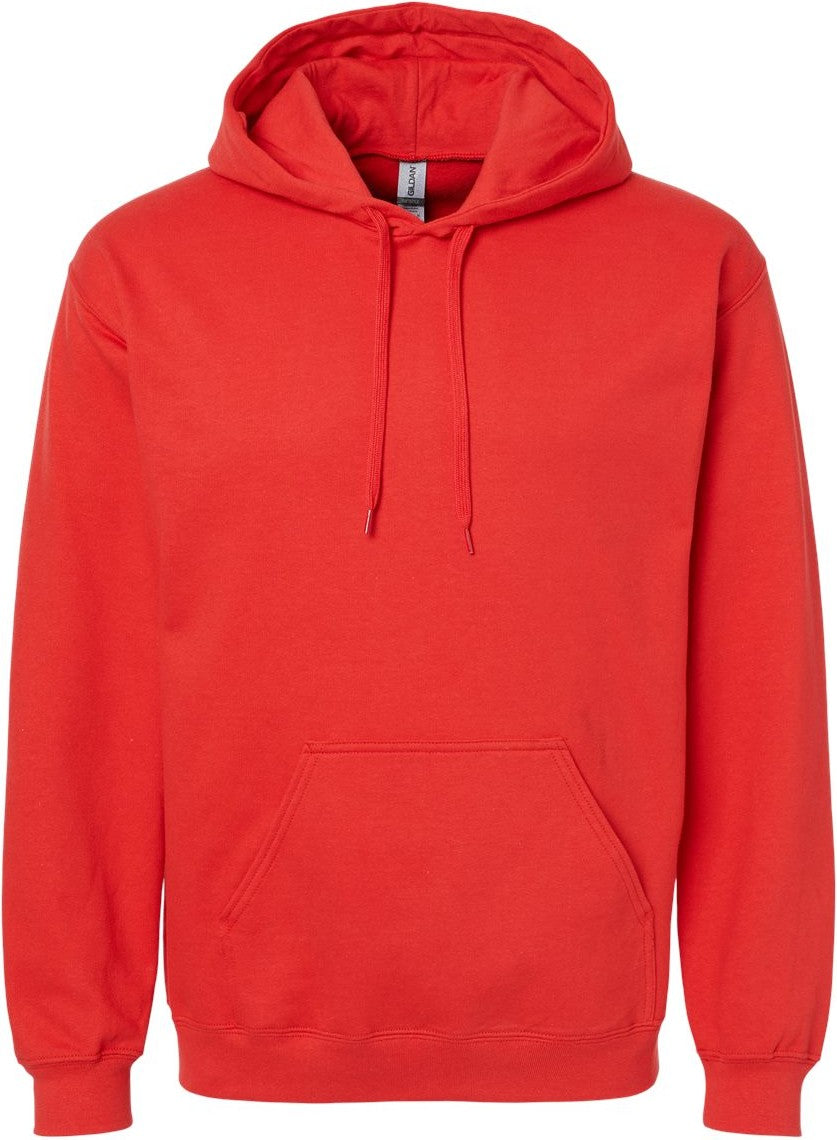 Front View of Red Softstyle® Midweight Hooded Sweatshirt - SF500