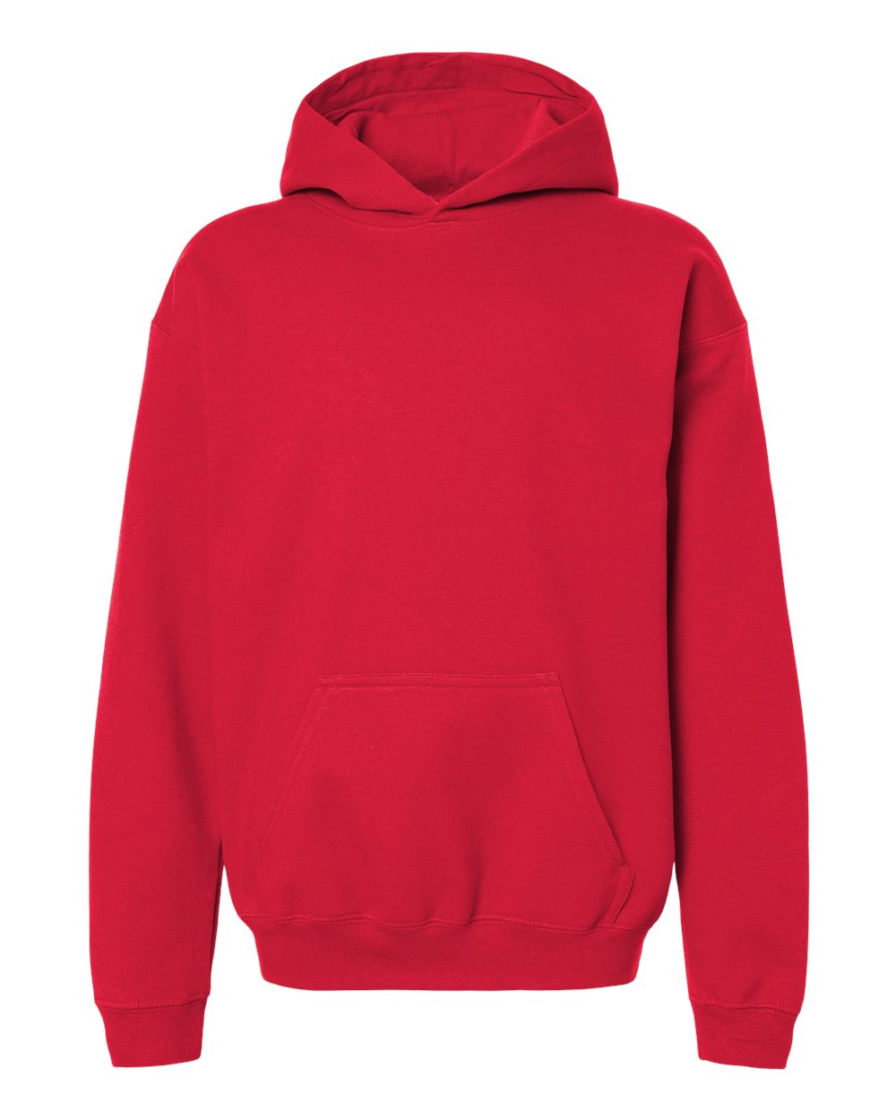 Front View of Red Softstyle® Youth Midweight Hooded Sweatshirt - SF500B