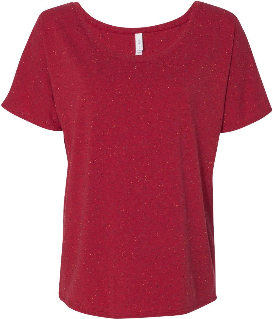 Front View of Red Speckled Women’s Slouchy Tee - 8816
