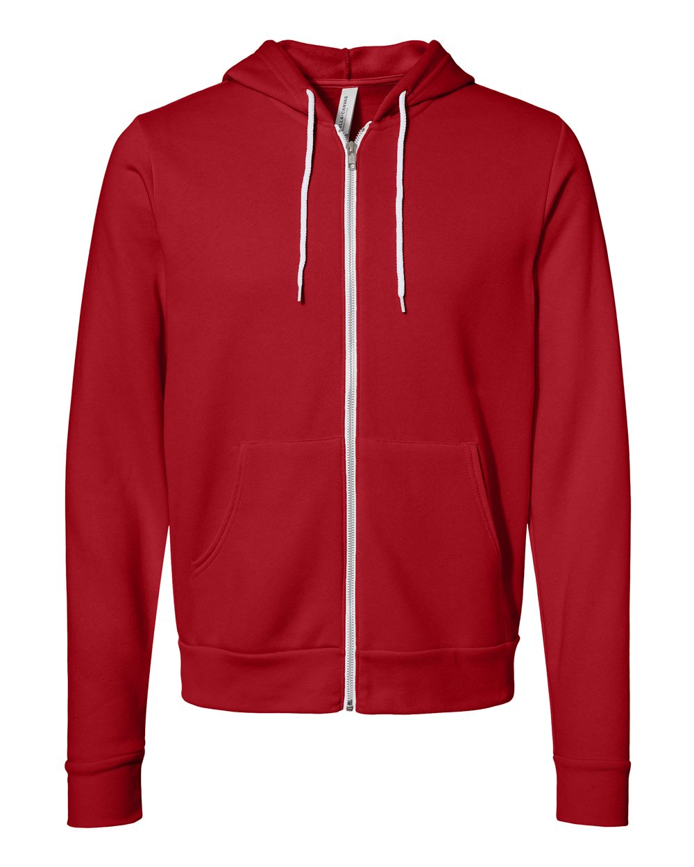 Front View of Red Sponge Fleece Full-Zip Hoodie - 3739