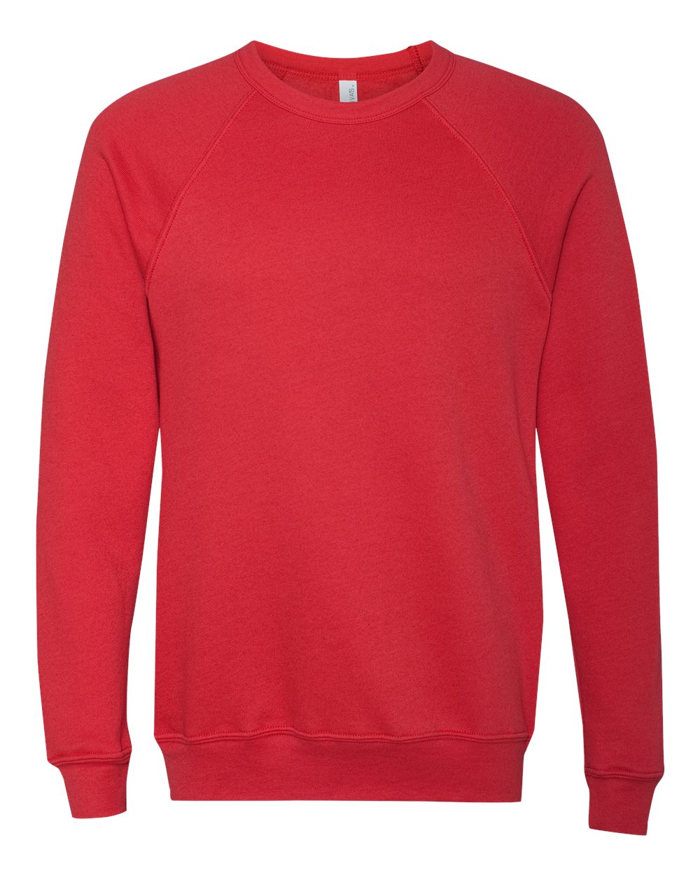 Front View of Red Sponge Fleece Raglan Crewneck Sweatshirt - 3901