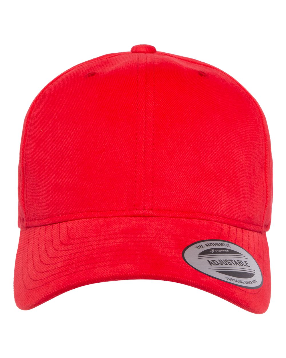 Front View of Red Structured Brushed Twill Cap - 6363V