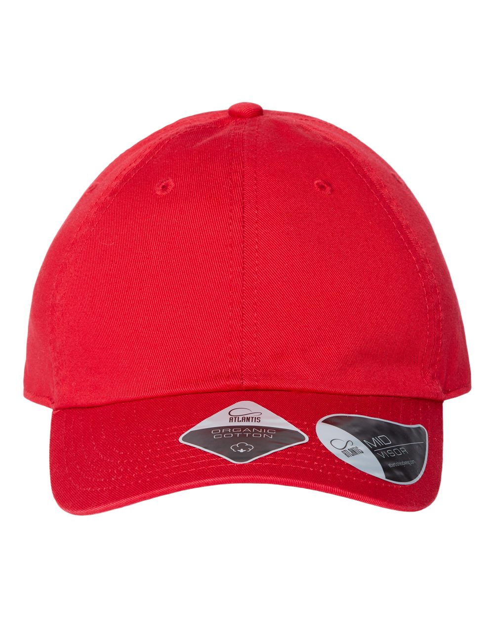 Front View of Red Sustainable Dad Hat - FRASER