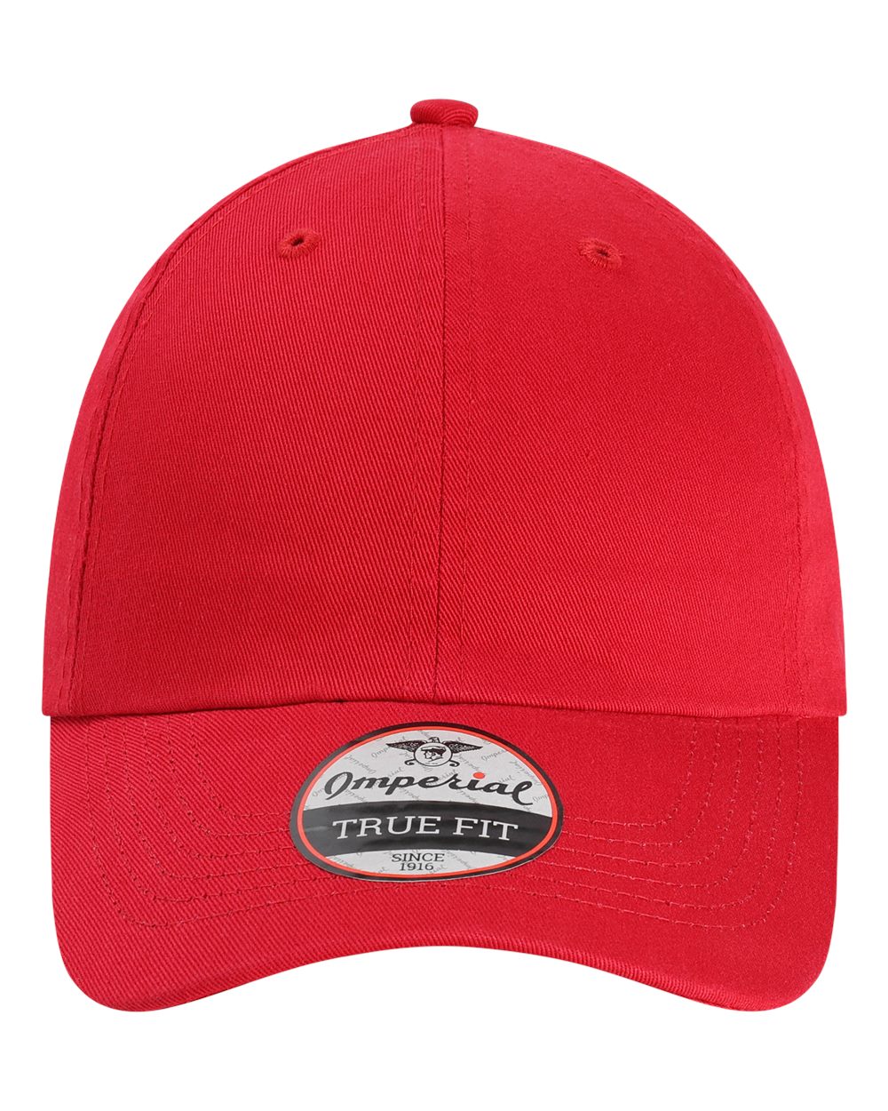 Front View of Red The Original Buckle Dad Hat - X210B