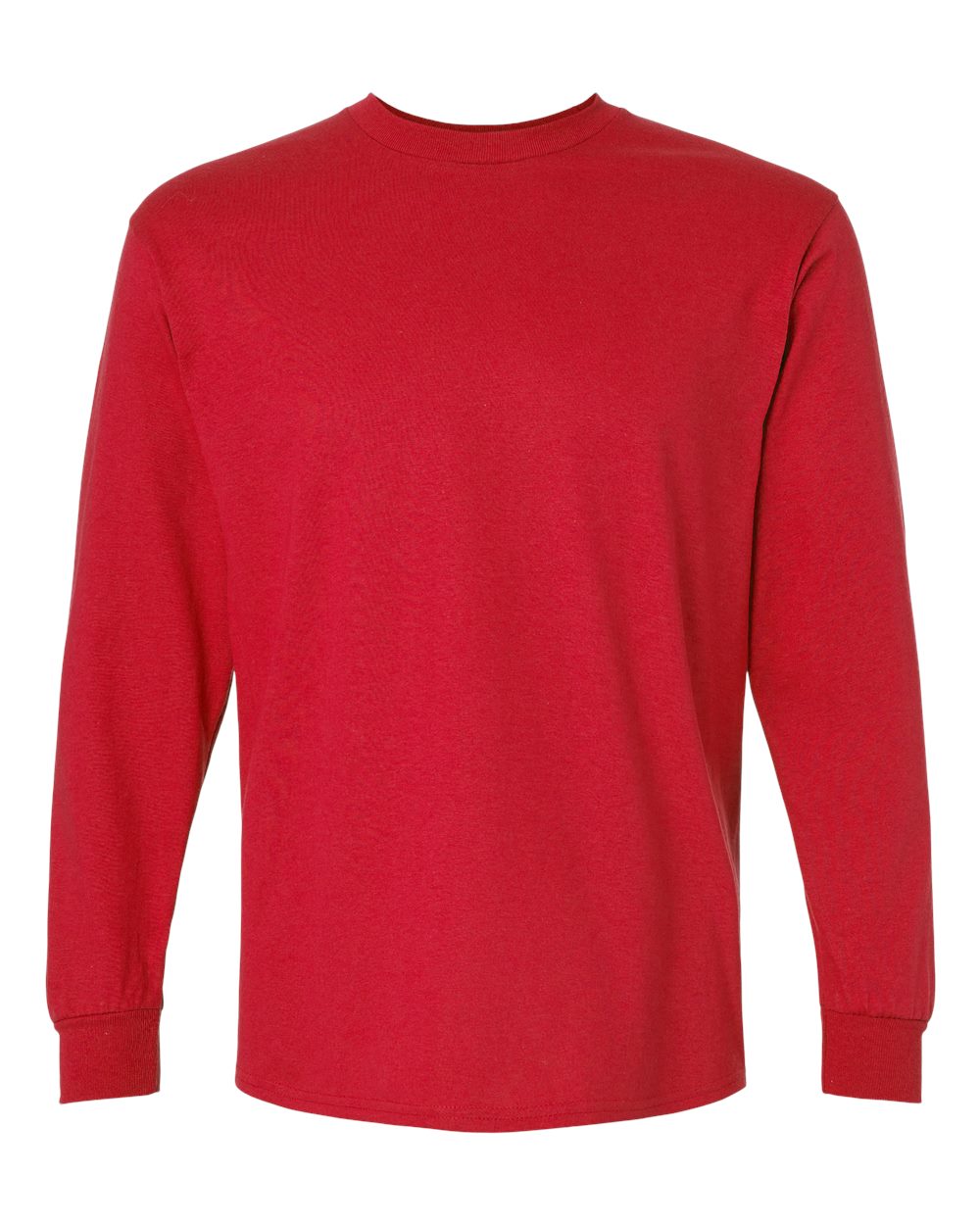 Front View of Red Ultra Cotton® Long Sleeve T-Shirt - 2400