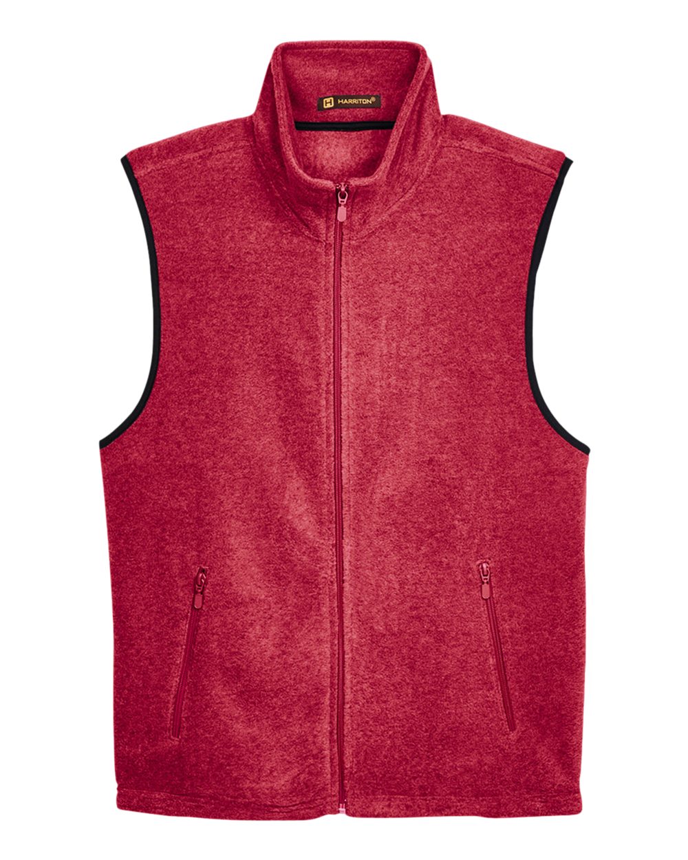Front View of Red Unisex Fleece Full-Zip Vest - M985