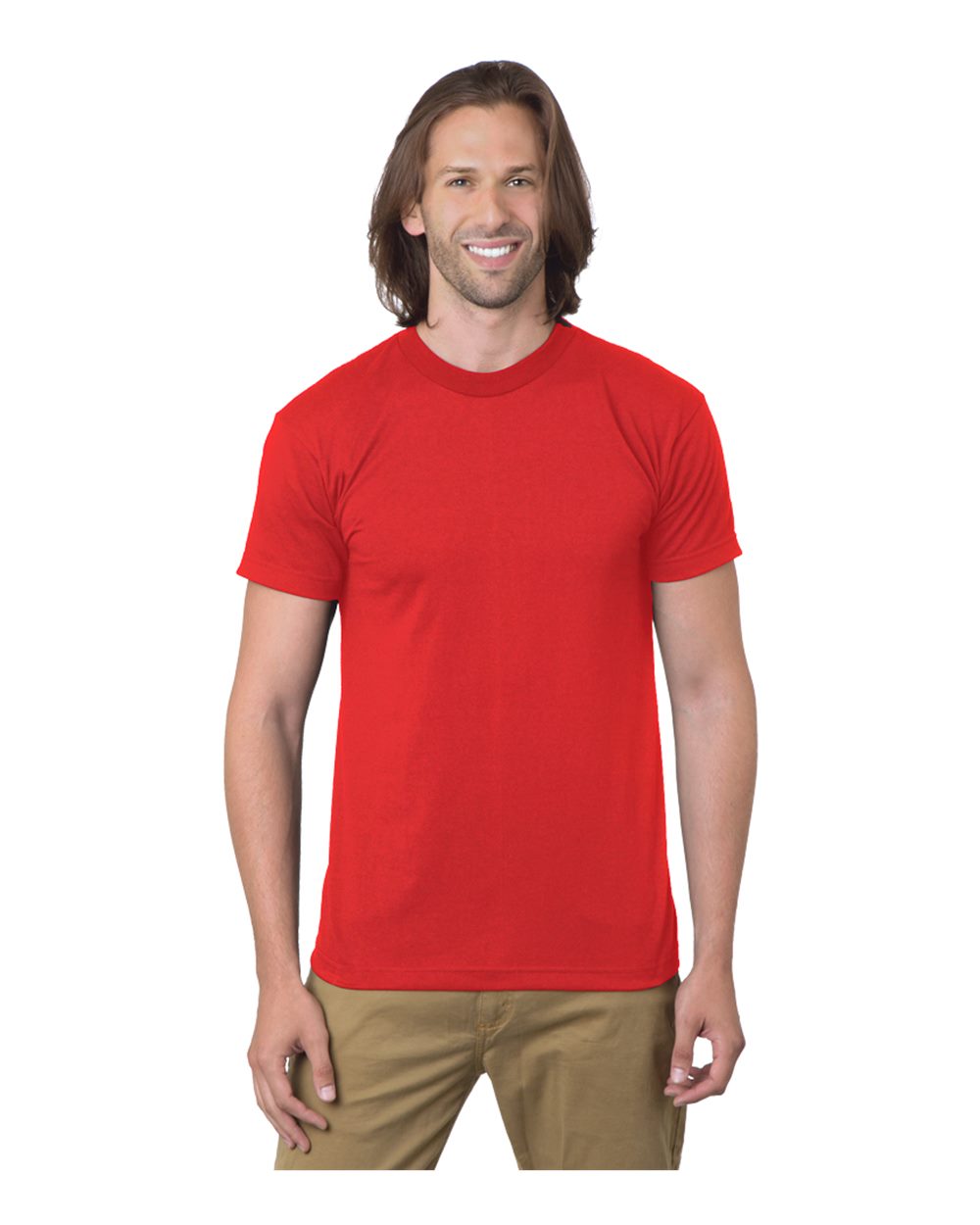 Front View of Red USA-Made 50/50 T-Shirt - 1701