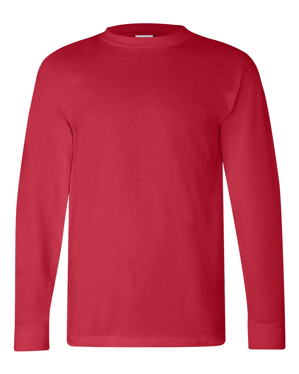 Front View of Red USA-Made Long Sleeve T-Shirt - 6100