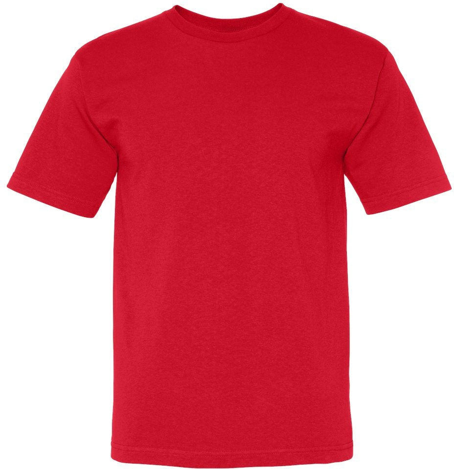 Front View of Red USA-Made Midweight T-Shirt - 5040