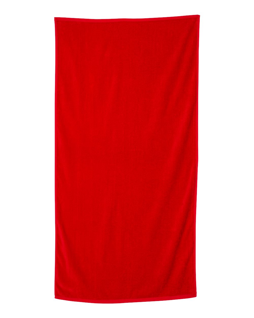 Front View of Red Velour Beach Towel - QV3060