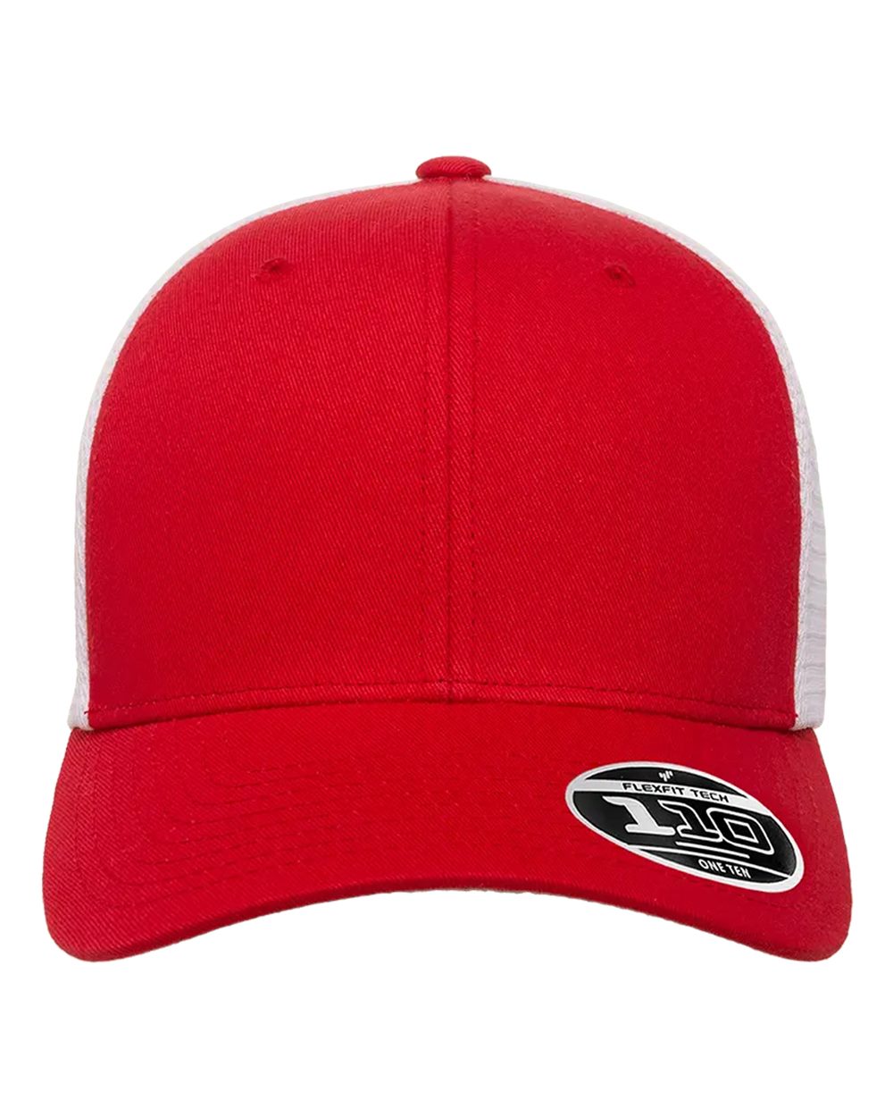 Front View of Red/ White 110® Mesh-Back Cap - 110M