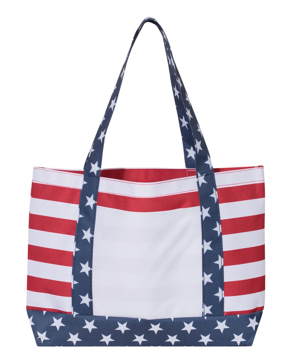 Front View of Red/ White/ Blue Americana Beach Tote - OAD5052