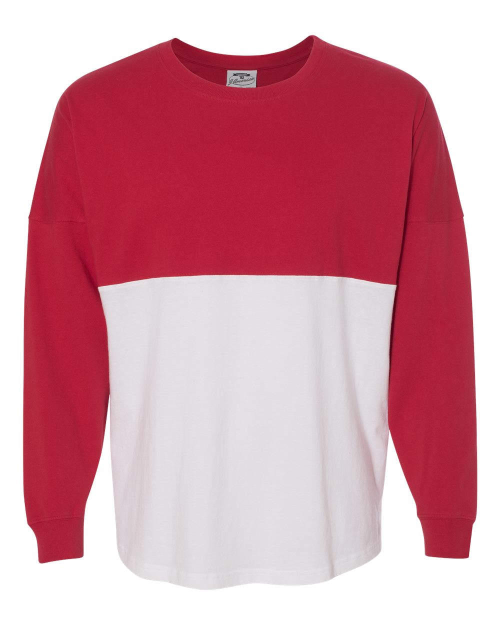 Front View of Red/ White Game Day Jersey Long Sleeve T-Shirt - 8229