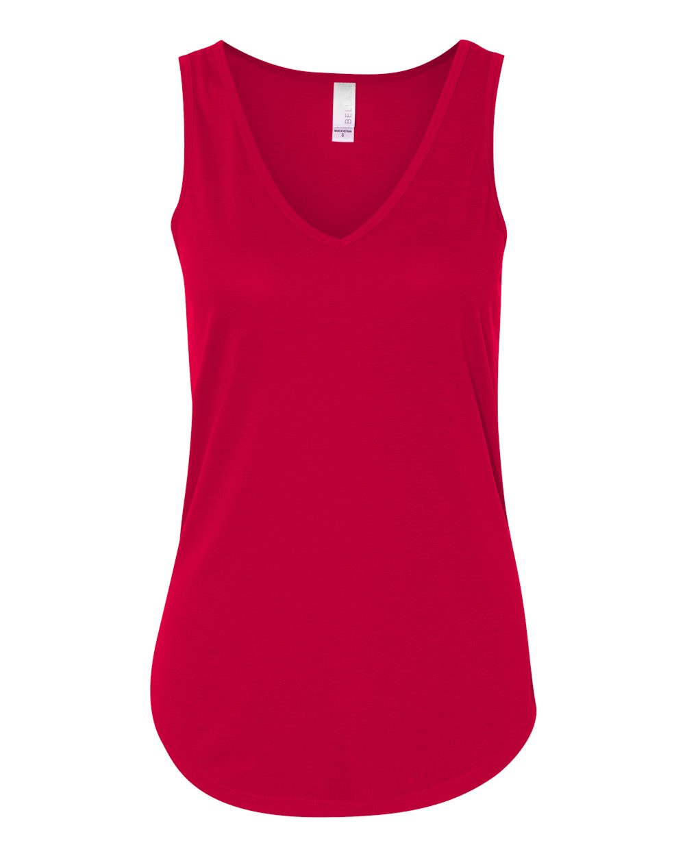Front View of Red Women's Flowy V-Neck Tank - 8805