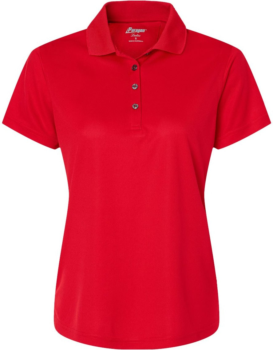 Front View of Red Women's Saratoga Performance Mini Mesh Polo - 104