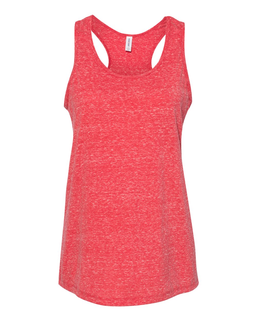 Front View of Red Women's Snow Heather Jersey Racerback Tank Top - 88WTKR