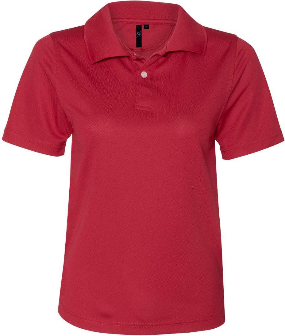 Front View of Red Women's Value Polyester Polo - 5100