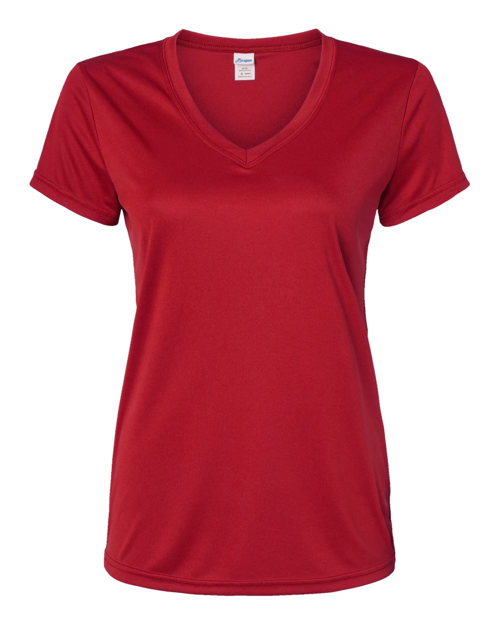 Front View of Red Women's Vera V-Neck T-Shirt - 203