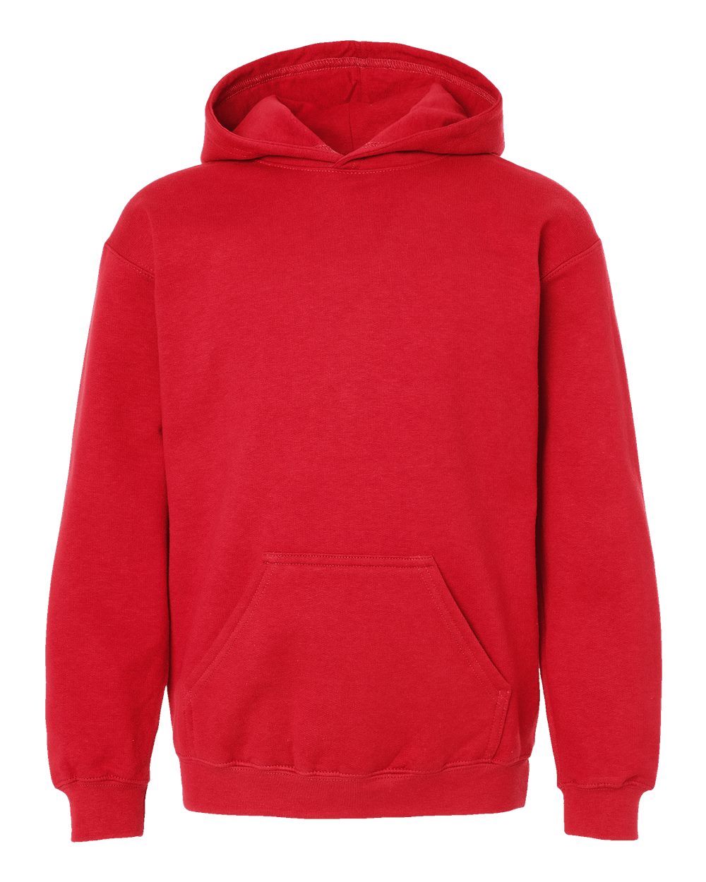 Front View of Red Youth Hooded Sweatshirt - 320Y