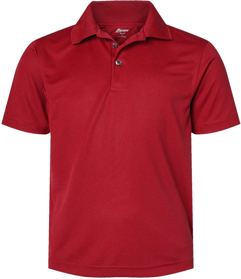 Front View of Red Youth Saratoga Performance Mini Mesh Polo - 108Y