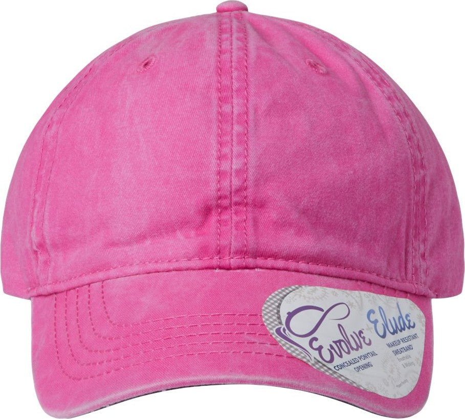 Front View of Rose/ Polka Dots Women's Pigment-Dyed with Fashion Undervisor Cap - CASSIE