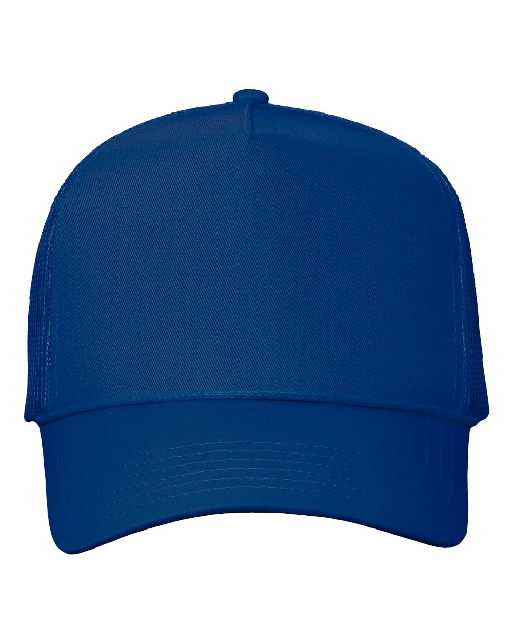 Front View of Royal Blue Five-Panel Trucker Cap - 8804H