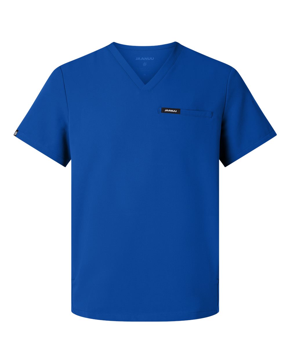 Front View of Royal Blue Platt 3-Pocket Scrub V-Neck Top - M10002