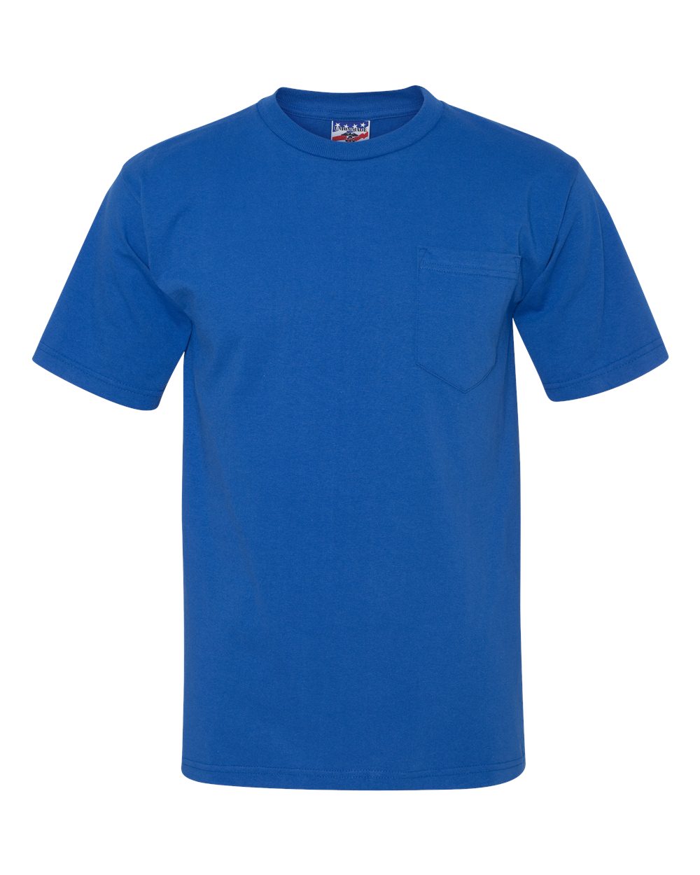 Front View of Royal Blue Union-Made Pocket T-Shirt - 3015