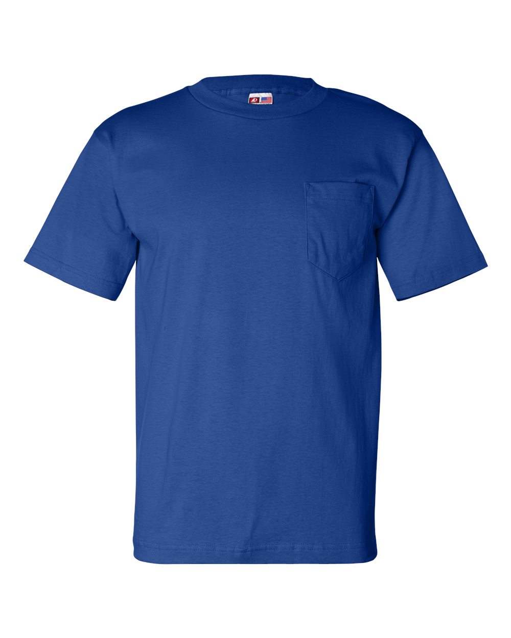 Front View of Royal Blue USA-Made Pocket T-Shirt - 7100