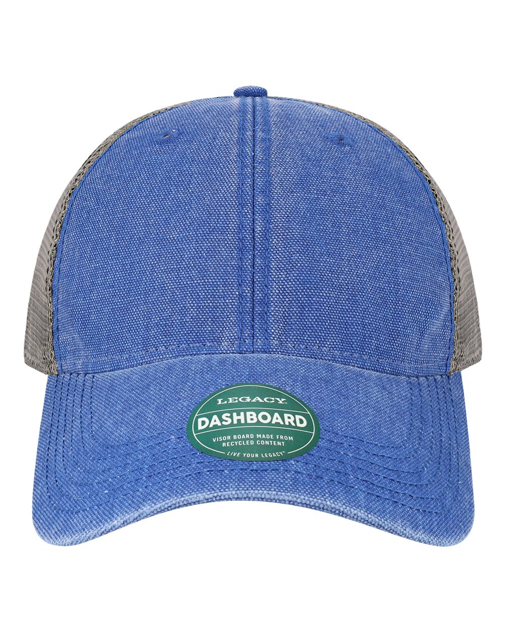Front View of Royal/ Grey Dashboard Trucker Cap - DTA