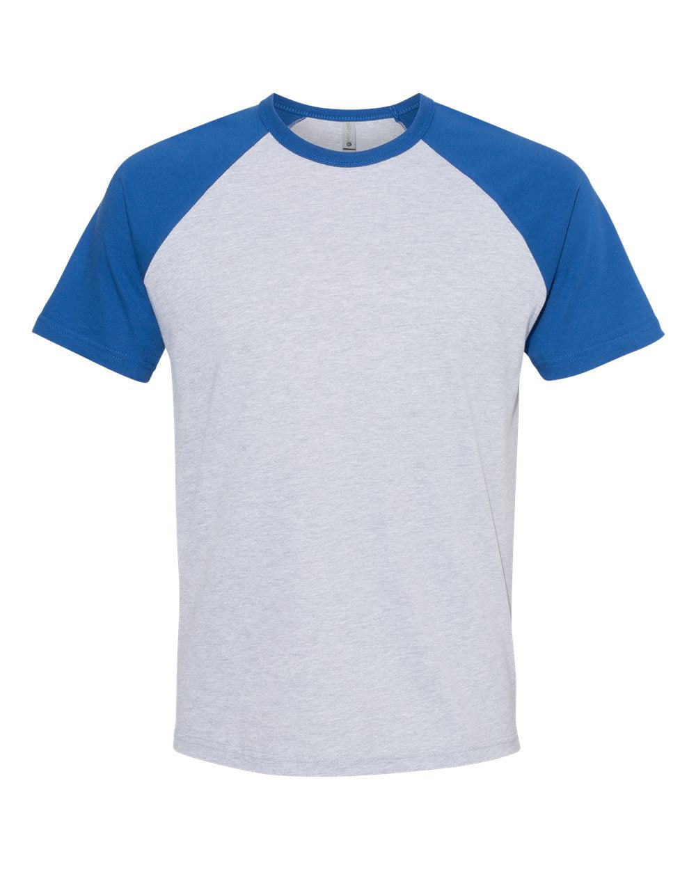Front View of Royal/ Heather Grey Cotton Raglan T-Shirt - 3650