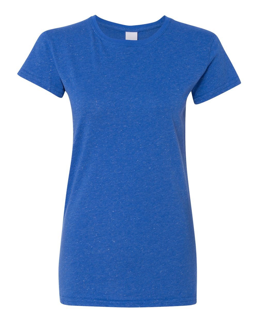 Front View of Royal/ Silver Women’s Glitter T-Shirt - 8138