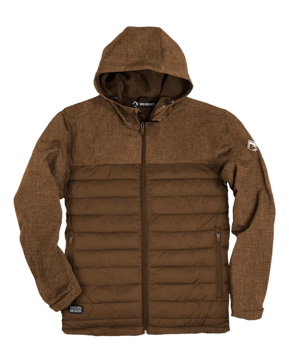 Front View of Saddle Heather/ Saddle Pinnacle Soft Shell Puffer Jacket - 5324