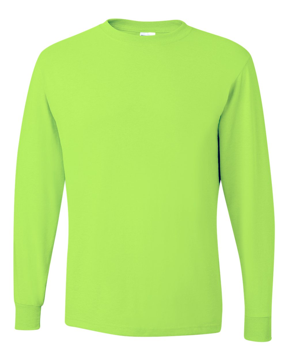 Front View of Safety Green Dri-Power® Long Sleeve 50/50 T-Shirt - 29LSR