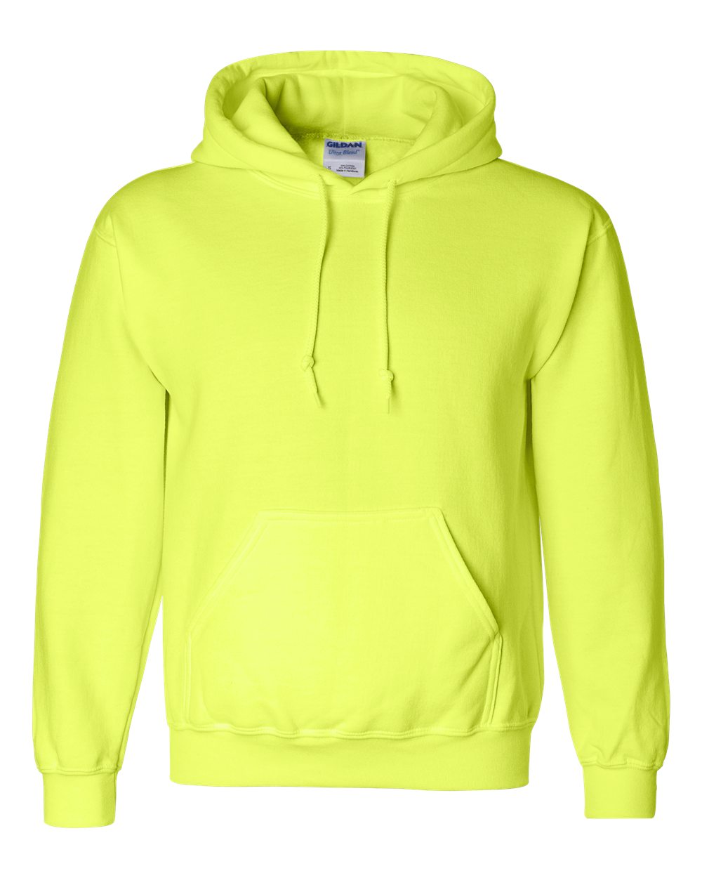 Front View of Safety Green DryBlend® Hooded Sweatshirt - 12500