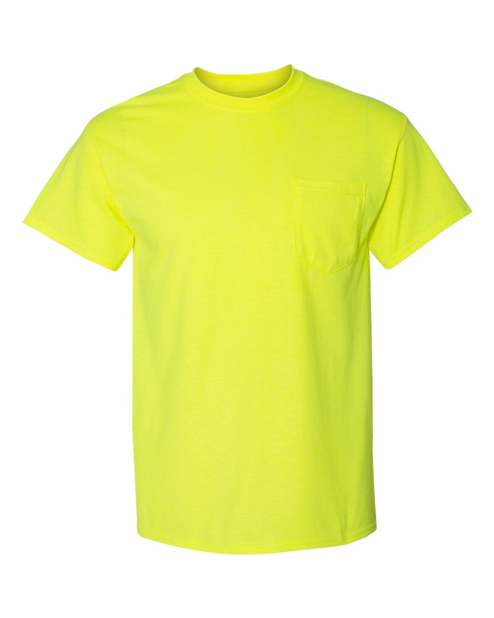 Front View of Safety Green DryBlend® Pocket T-Shirt - 8300