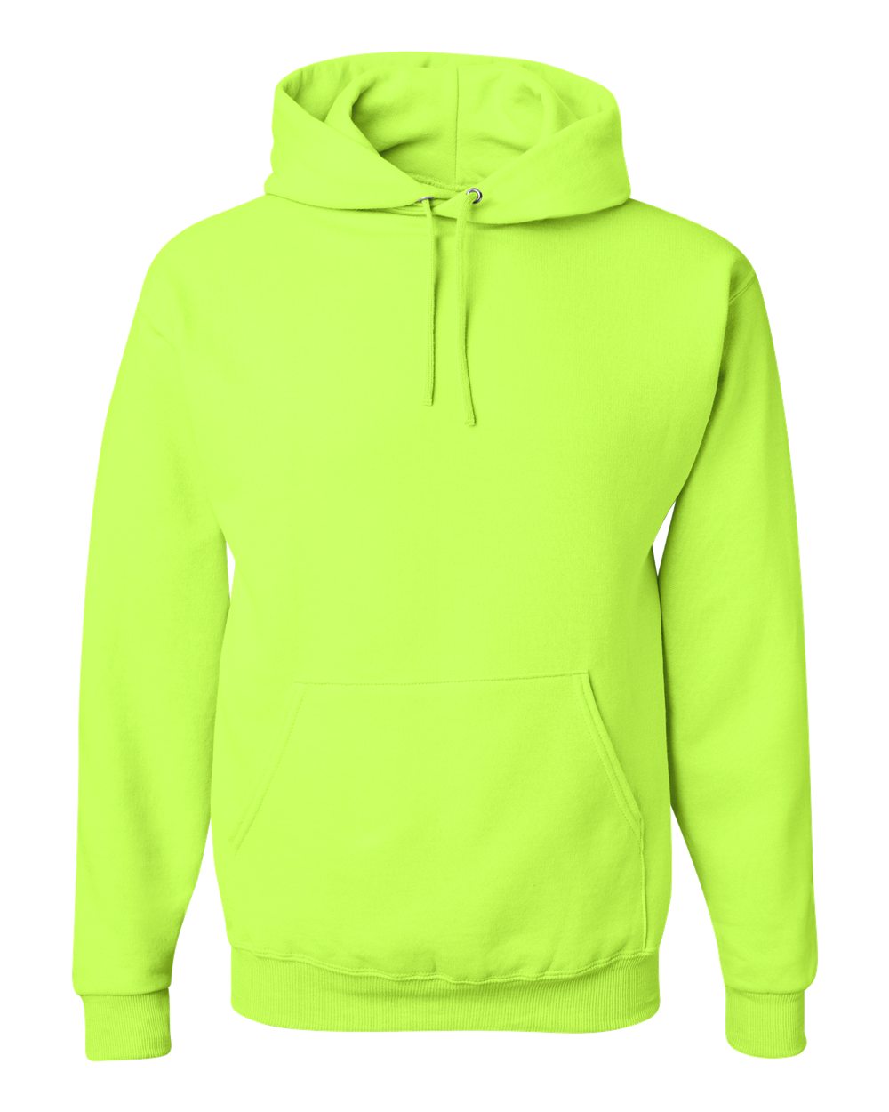 Front View of Safety Green NuBlend® Hooded Sweatshirt - 996MR