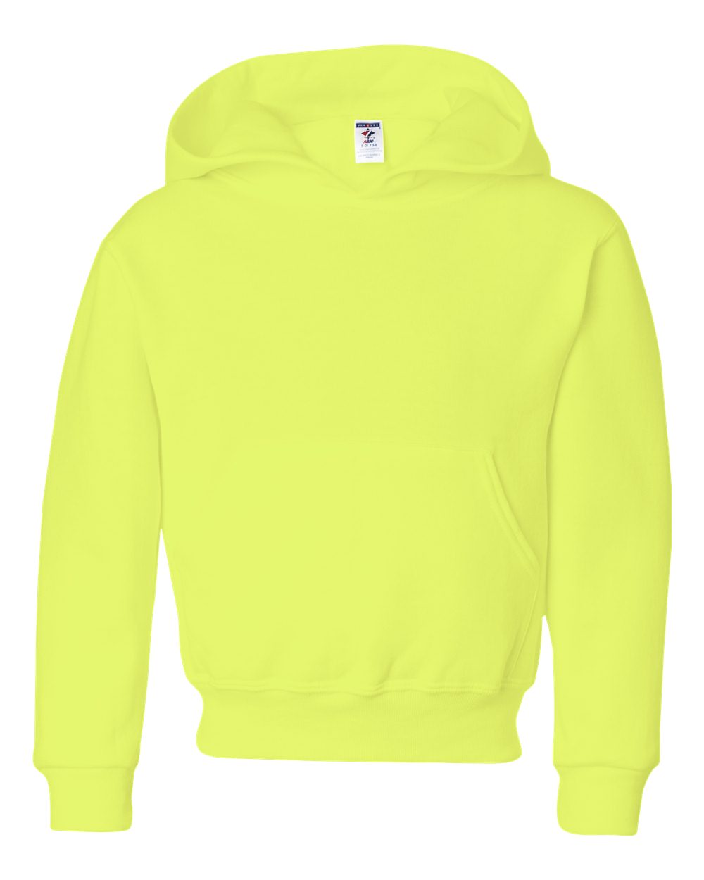 Front View of Safety Green NuBlend® Youth Hooded Sweatshirt - 996YR