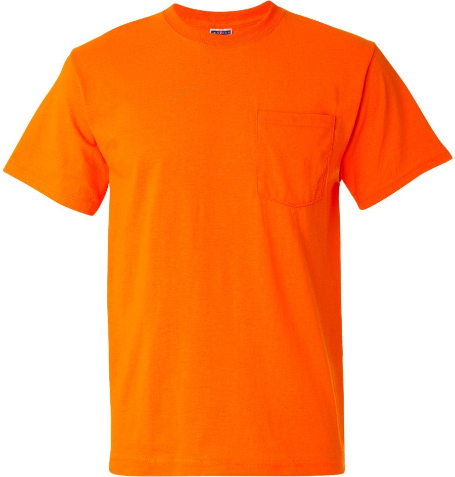 Front View of Safety Orange Dri-Power® 50/50 Pocket T-Shirt - 29MPR